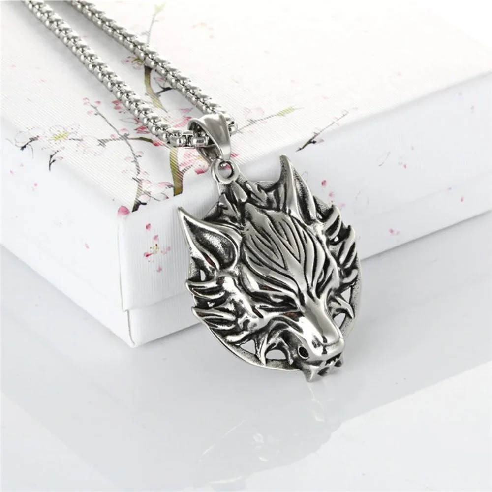 ❤️Retro wolf head steel pendant necklace for women/men, N90201P167